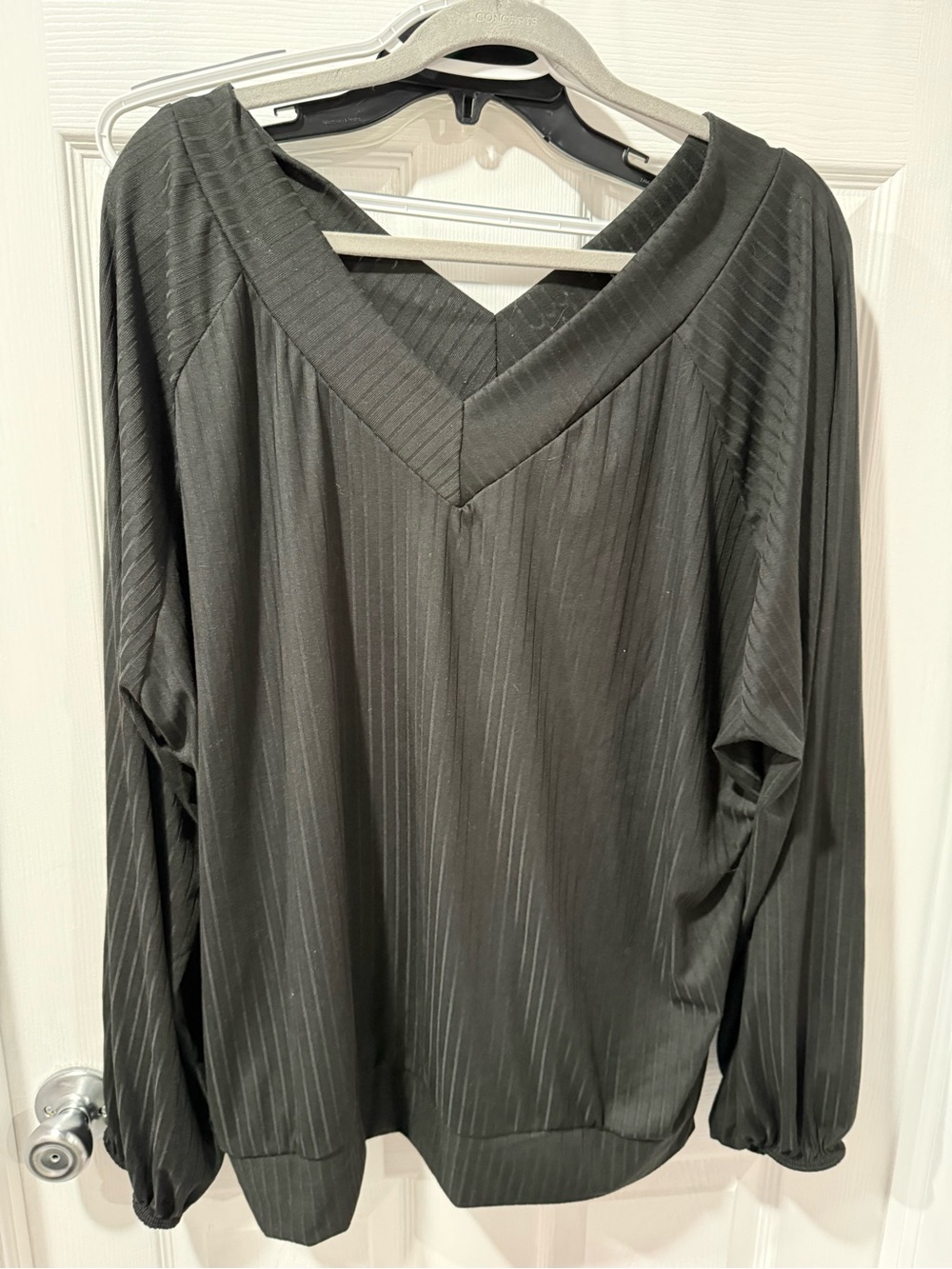 white birch Black Textured Blouse
